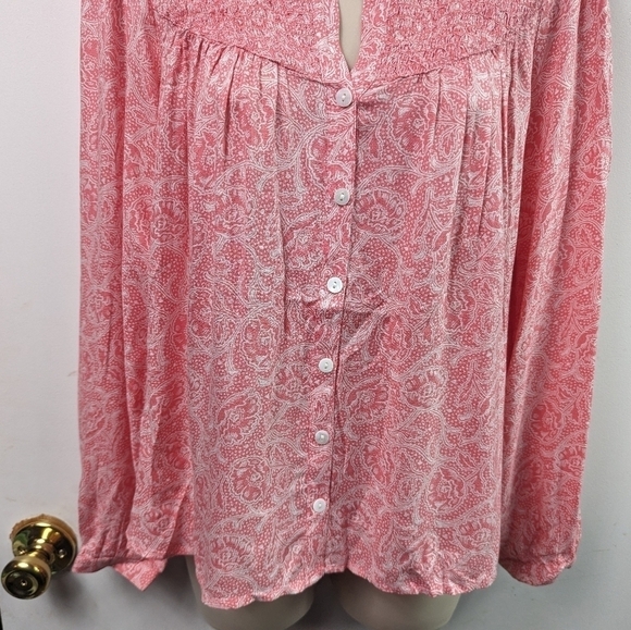 Lucky Brand Printed Button Down Pintuck Top Sz XS - Picture 4 of 10
